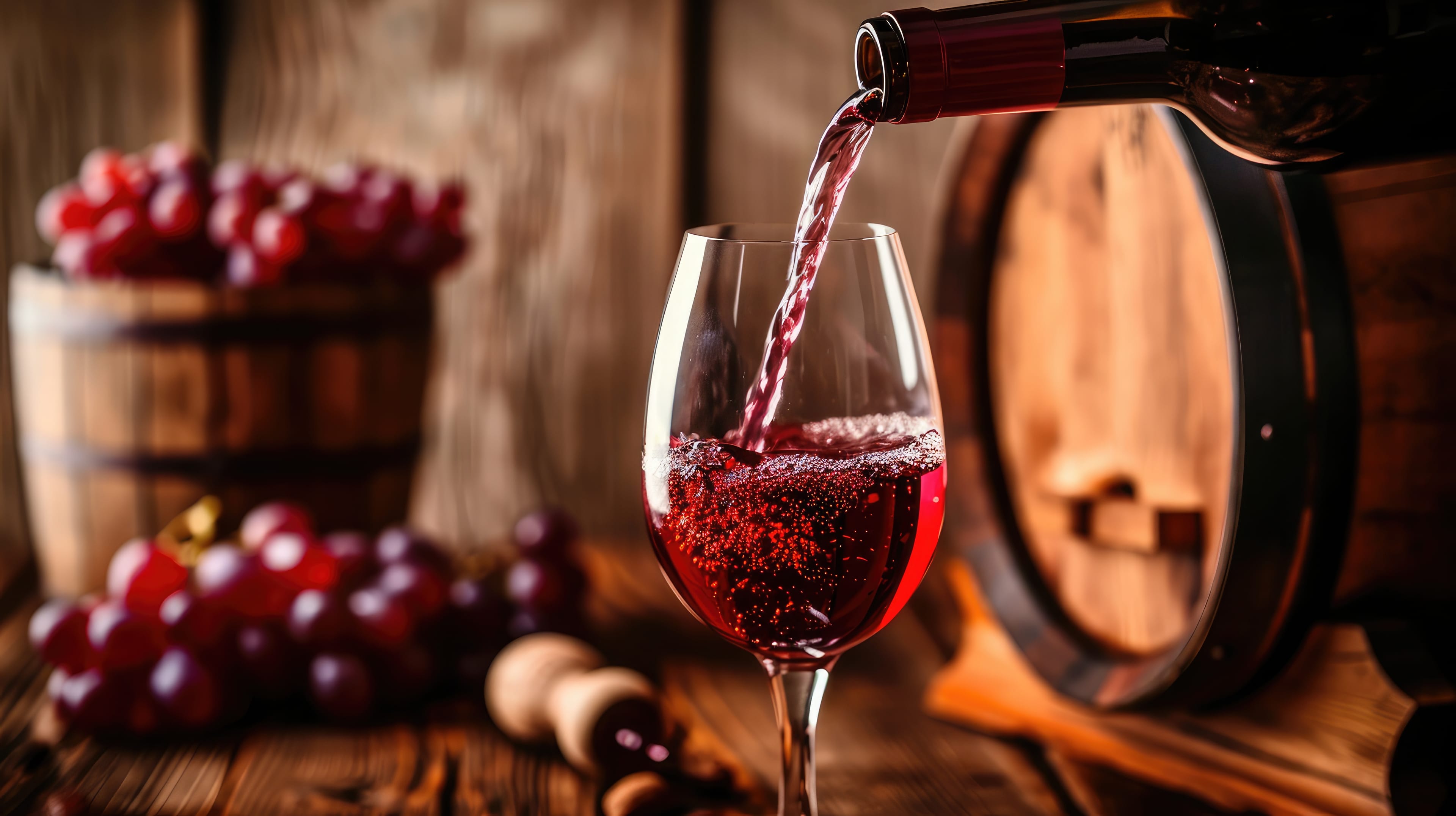 Italienischer Rotwein wird in der Osteria Luna Rossa in ein Glas eingeschenkt